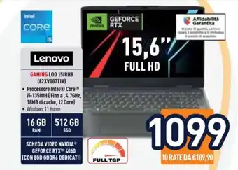 Unieuro Lenovo GAMING LOQ 15IRH8 (82XV007TIX) offerta