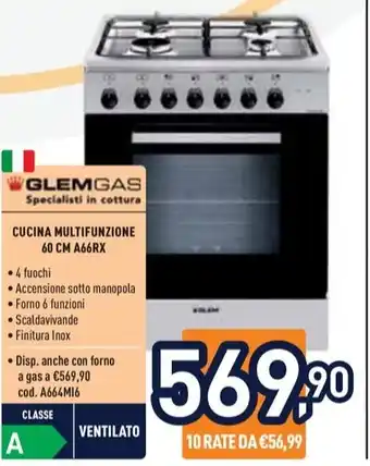 GLEMGAS CUCINA MULTIFUNZIONE 60 CM A66RX