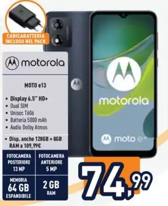 Unieuro motorola moto e13 offerta