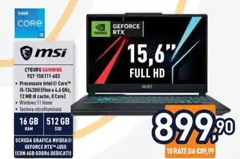 Unieuro msi CYBORG GAMNING 9S7-15K111-603 offerta