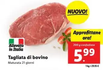 Lidl Tagliata di bovino 200 g confezione offerta