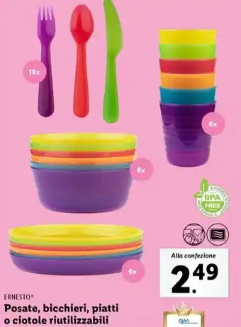 Lidl ERNESTO Posate, bicchieri, piatti o ciotole riutilizzabili offerta