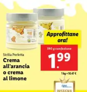 Sicilia Perfetta Crema all'arancia o crema al limone 190 g confezione