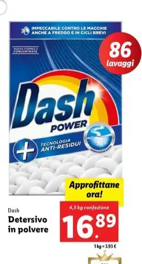 Lidl Dash Detersivo in polvere 4,3 kg confezione offerta
