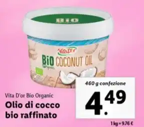 Lidl Vita D'or Bio Organic Olio di cocco bio raffinato 460 g confezione offerta