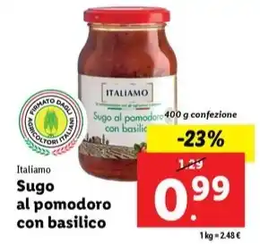 Lidl Italiamo Sugo al pomodoro con basilico 400 g offerta