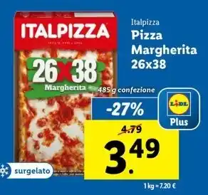 Lidl Italpizza Pizza Margherita 26x38 485 g confezione offerta