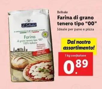 Lidl Belbake Farina di grano tenero tipo "00" Ideale per pane e pizza 1 kg confezione offerta