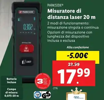 Lidl PARKSIDE Misuratore di distanza laser 20 m offerta