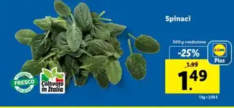 Lidl Spinaci 500 g confezione offerta