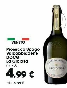 Carrefour Market La Gioiosa Prosecco Spago Valdobbiadene Docg offerta