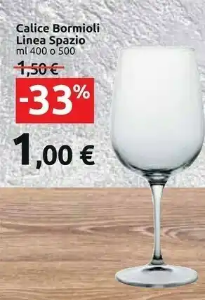 Carrefour Market Calice Bormioli Linea Spazio offerta