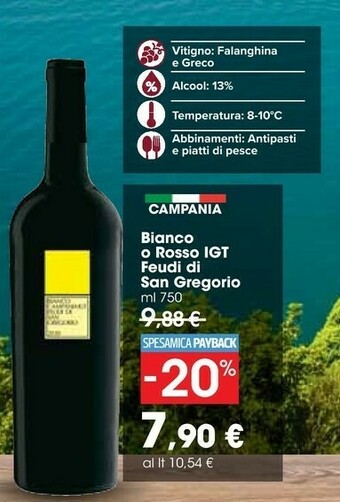 Carrefour Market Feudi di san gregorio Bianco O Rosso IGT offerta