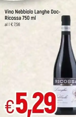 Famila Ricossa Vino Nebbiolo Langhe Doc offerta
