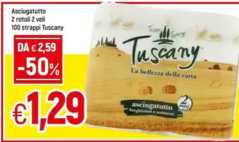 Famila Tuscany Asciugatutto 2 Rotoli 2 Veli 100 Strappi offerta