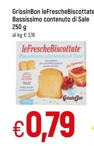 Famila Grissin bon Le Fresche Biscottate Bassissimo Contenuto Di Sale 250 G(ml) offerta