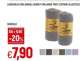 Famila Jersey Lenzuolo Con Angoli Melange 100% Cotone Elasticizzato offerta
