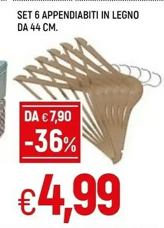 Famila Domopak Set 6 Appendiabiti In Legno offerta