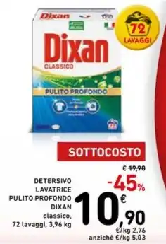 Spazio Conad DETERSIVO LAVATRICE PULITO PROFONDO DIXAN classico, 72 lavaggi, 3,96 kg offerta