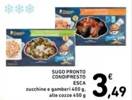 Spazio Conad SUGO PRONTO CONDIPRESTO ESCA zucchine e gamberi 400 g, alle cozze 450 g offerta