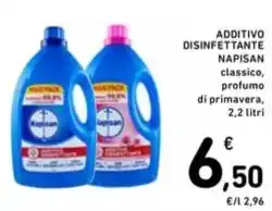Spazio Conad ADDITIVO DISINFETTANTE NAPISAN classico, profumo di primavera, 2,2 litri offerta
