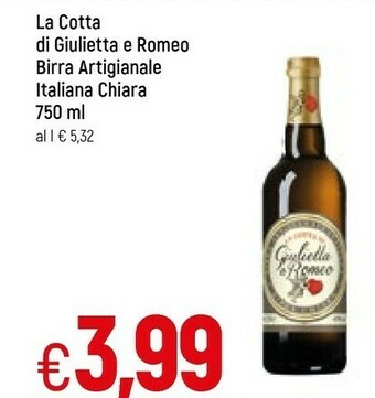 Famila La cotta Birra Da Produzione Agricola Chiara 0.75 750 G(ml) offerta