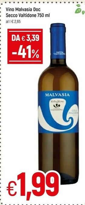 Famila Cantina valtidone Vino Malvasia Doc Secco offerta