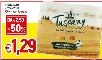 Famila Superstore Tuscany Asciugatutto 2 Rotoli 2 Veli 100 Strappi offerta