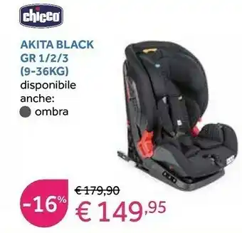 Prenatal Chicco Akita Black Gr 1/2/3 (9-36kg) offerta