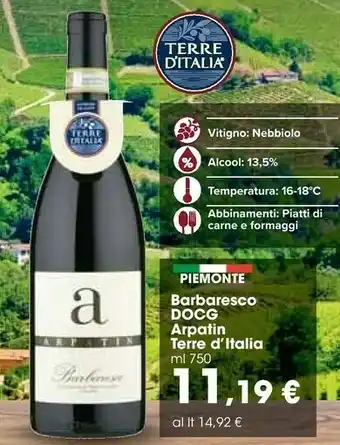 Carrefour Market Terre d'Italia Barbaresco Docg Arpatin offerta