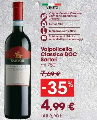 Carrefour Market Sartori Valpolicella Classico 750ml offerta