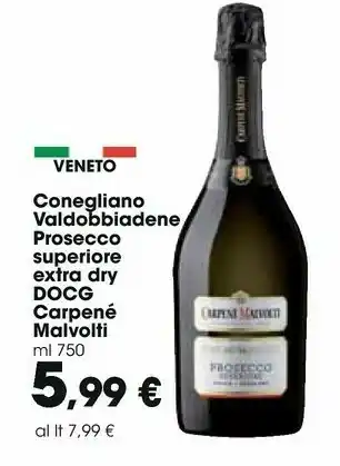 Carpenè malvolti Conegliano Valdobbiadene Prosecco Superiore Extra Dry Docg