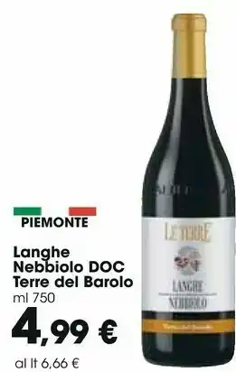 Carrefour Market Terre Del Barolo Langhe Nebbiolo 750ml offerta