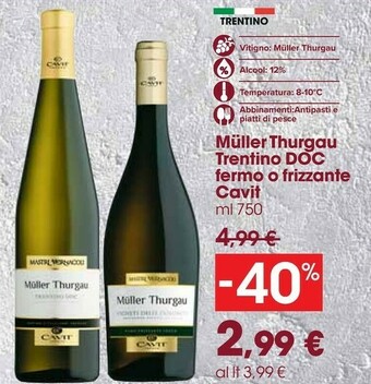 Carrefour Market Cavit Spumante Brut Muller Thurgau 750 G(ml) offerta