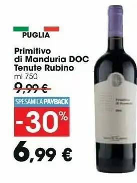 Carrefour Market Rubino Tenute Primitivo Di Manduria offerta
