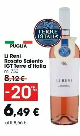 Carrefour Market Terre d'Italia Li Reni Rosato Salento offerta