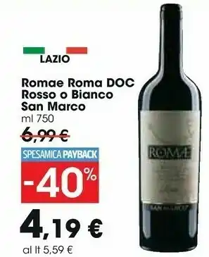 Carrefour San marco Romae Roma DOC Rosso O Bianco offerta