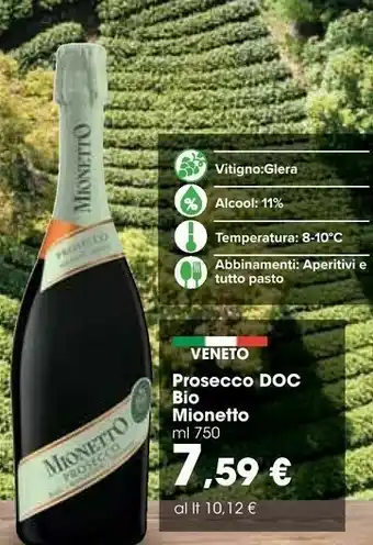 Carrefour Market Mionetto Prosecco Doc Bio offerta