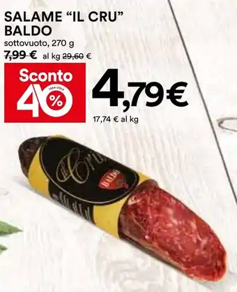 Coop SALAME "IL CRU" BALDO sottovuoto, 270 g offerta