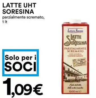 Coop LATTE UHT SORESINA parzialmente scremato, 1 lt offerta