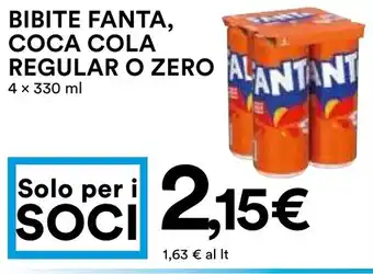 Coop BIBITE FANTA, COCA COLA REGULAR O ZERO 4 x 330 ml offerta