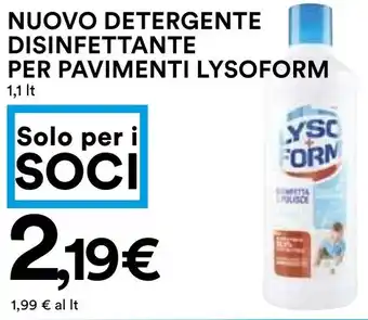 Coop NUOVO DETERGENTE DISINFETTANTE PER PAVIMENTI LYSOFORM 1,1 lt offerta