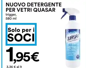 Coop NUOVO DETERGENTE PER VETRI QUASAR trigger, 580 ml offerta
