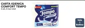 Coop CARTA IGIENICA COMFORT TEMPO 2 veli, 4 maxi rotoli offerta