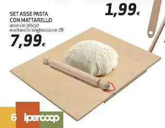 Ipercoop Legno Set Asse Pasta con Mattarello 30x50cm/28cm offerta
