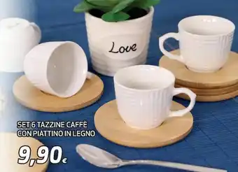 Ipercoop Set 6 Tazzine Caffè con Piattino in Legno offerta