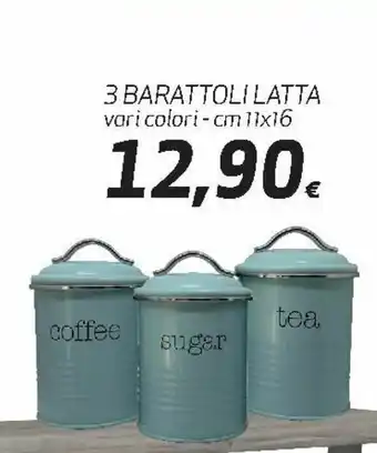 3 Barattoli Latta 11x16cm