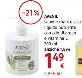 dm drogerie markt AVENIL sapone mani e viso liquido nutriente con olio di argan e vitamina E 300 ml offerta