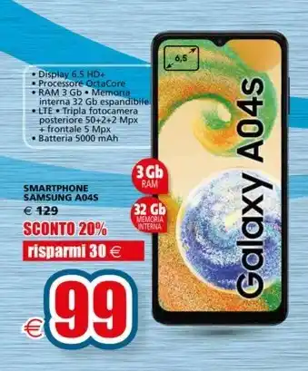 Il Gigante SMARTPHONE SAMSUNG A04S offerta