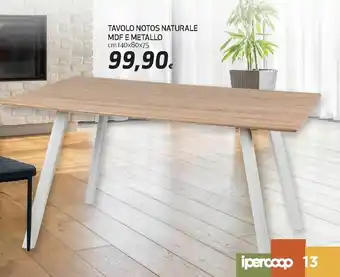 Tavolo Notos Naturale MDF e Metallo 140x80x75cm